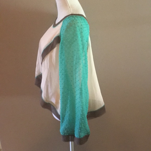 Doe & Rae Sheer Top with Dolman Swiss Dot Sleeves - Picture 4 of 8